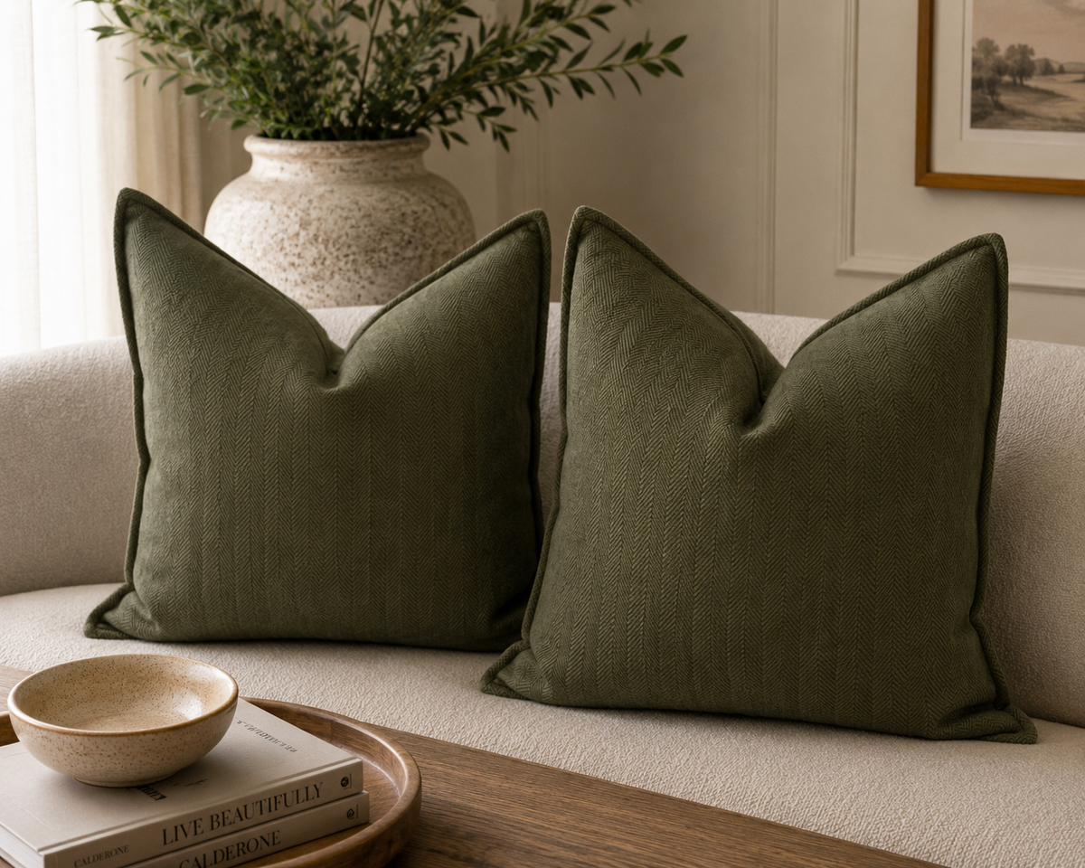 Cottesmore Herringbone Dark Olive Green
