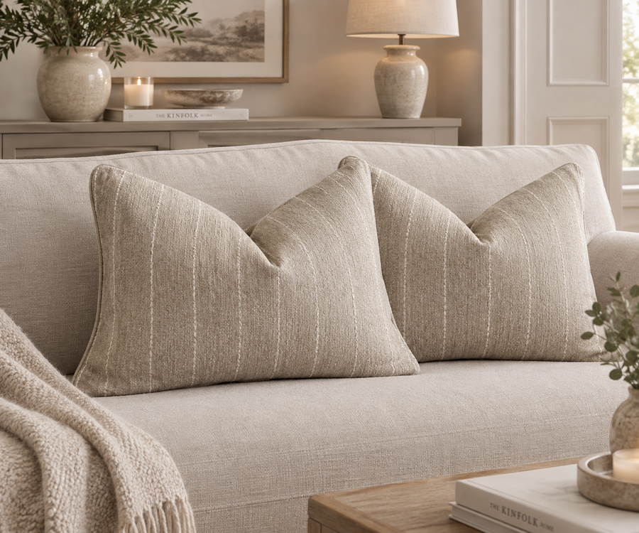 Beige Luxe Striped Bolsters