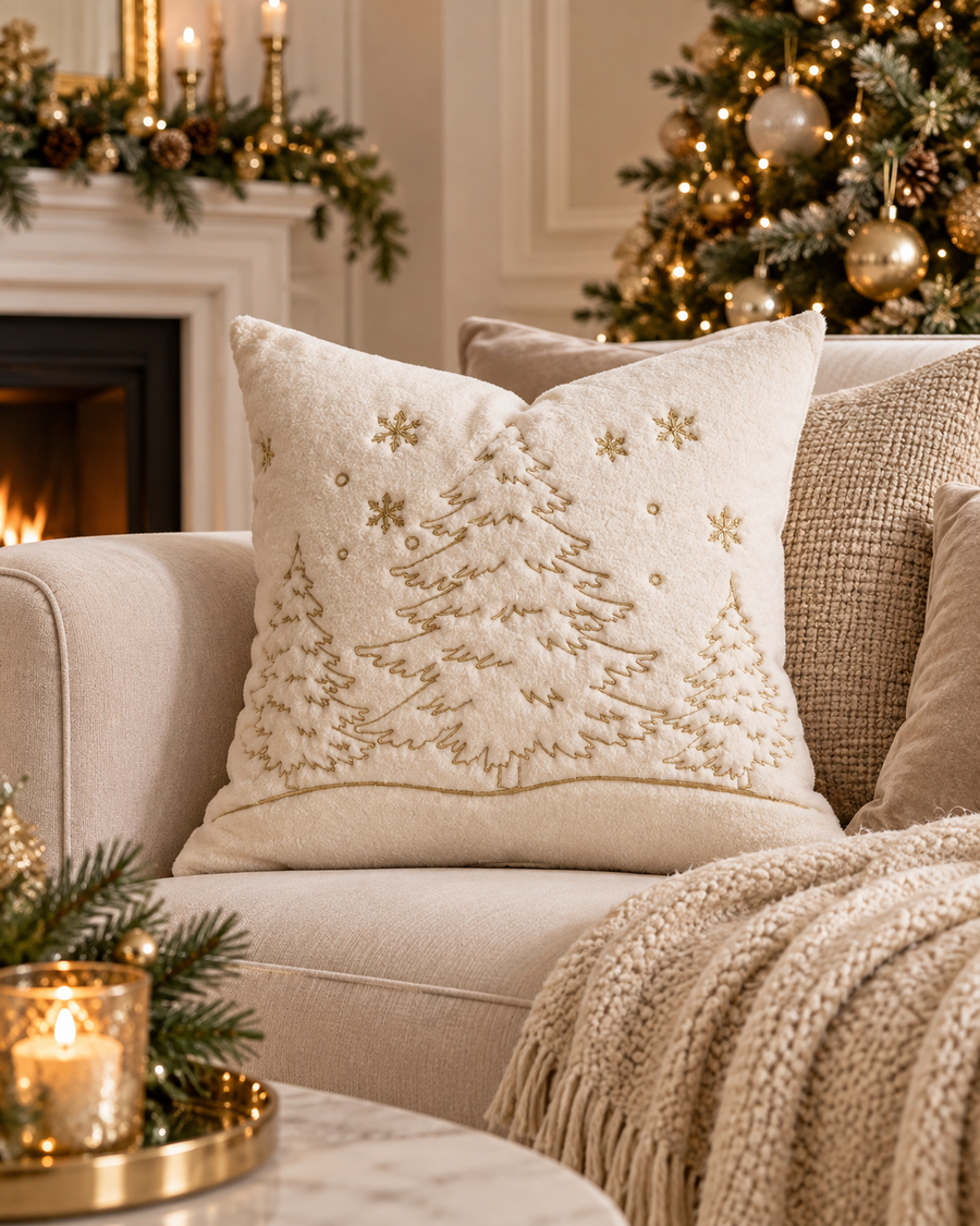 Neutral Faux Fur Christmas Tree